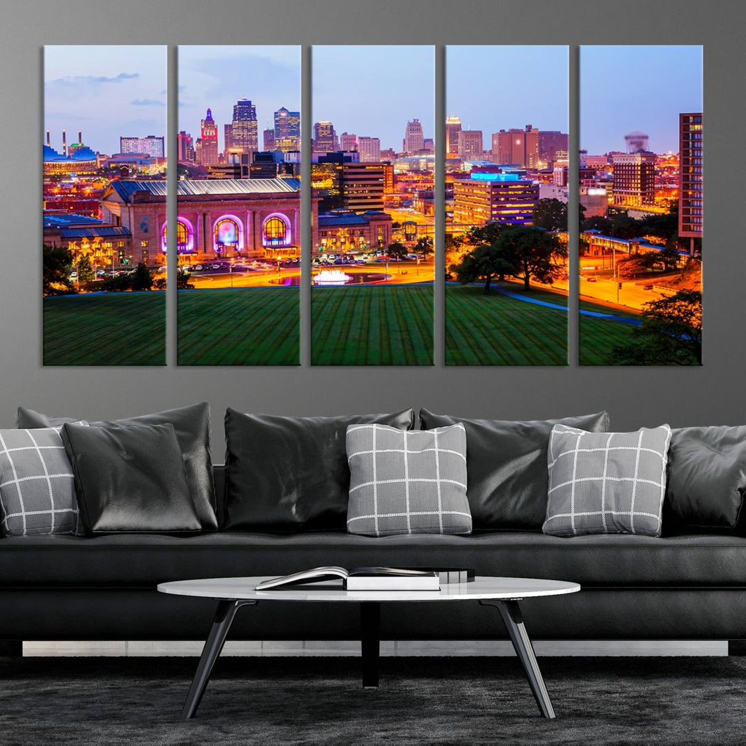 Kansas City Night Canvas Print - Arte de pared grande para decoración del hogar y la oficina