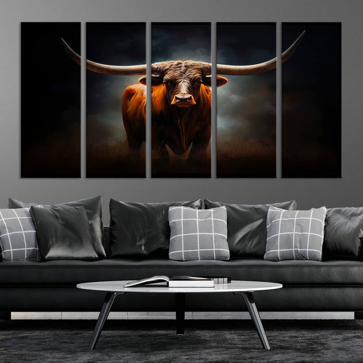 Longhorn Bull Wall Art Canvas Set – Bold Western Elegance for Rustic Home Décor