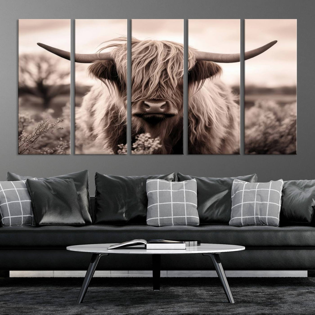 Scottish Cow Longhorn Wall Art Canvas Print.