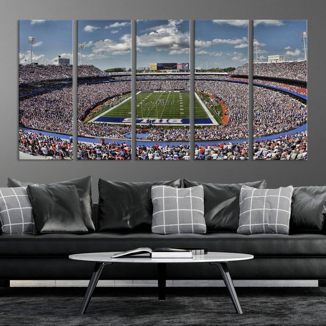 Buffalo Bills Football Team Print - Highmark Stadium Wall Art Canvas Print - Bills Stadium Game Day Triple Canvas Wall Art - Buffalo Bills NFL Match