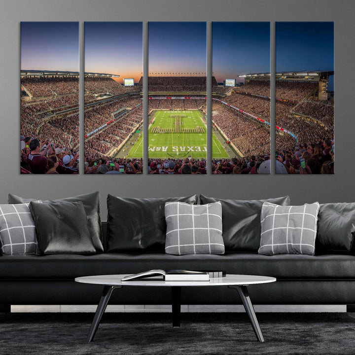 Texas A&M University Aggies Football Team Print - College Station Kyle Field Stadium Wall Art Canvas Print