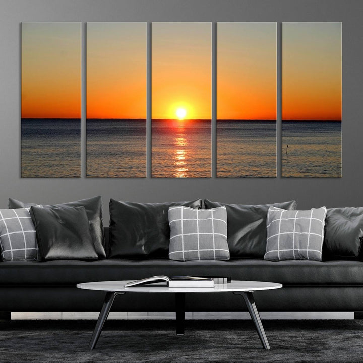 Coucher de soleil et mer océan nuit Art mural impression sur toile