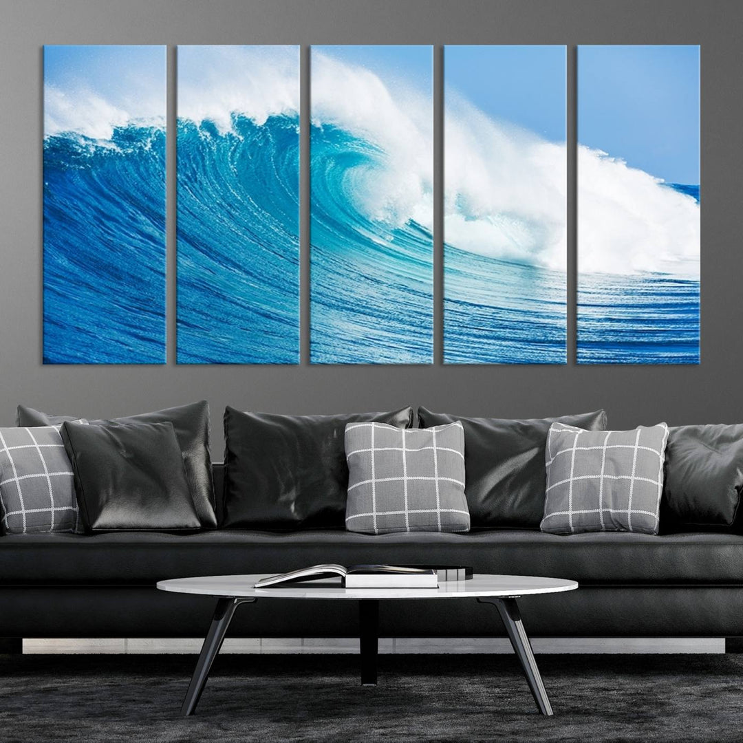 Wall Art Canvas Print Bright Wave on Ocean Surfing Wave Wall Art