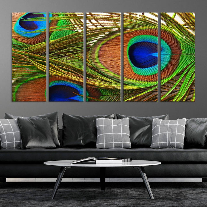 Wall Art Animal Canvas Print Triple Eyed Peacock Wing