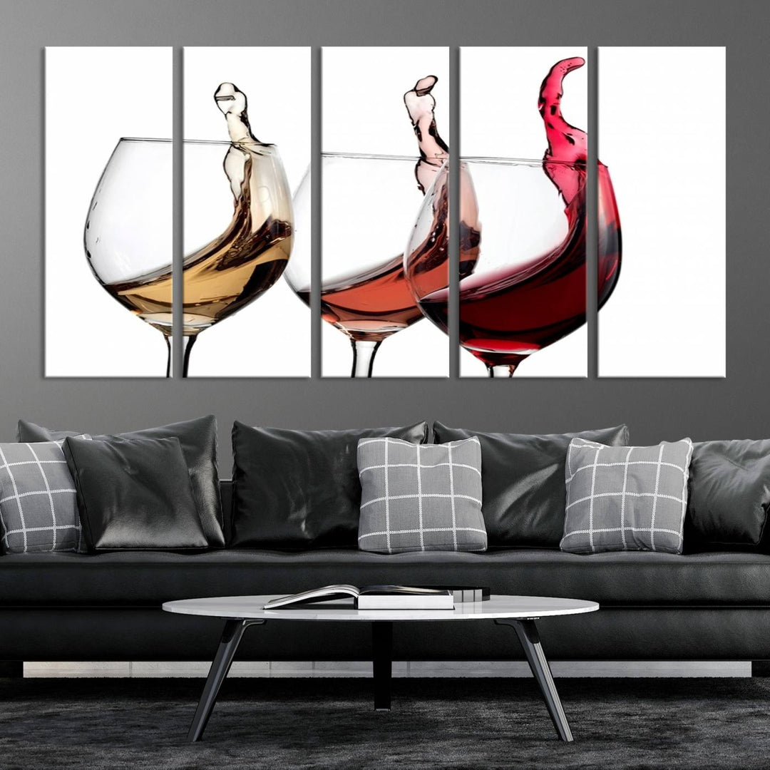 Wall Art Abstract Wine Glasses Canvas Print