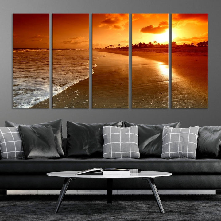 Wall Art Beautiful Beach Landscape at Sunset in Tropical Island Canvas Print