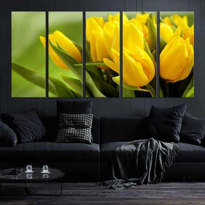 Art mural tulipes jaunes Impression sur toile