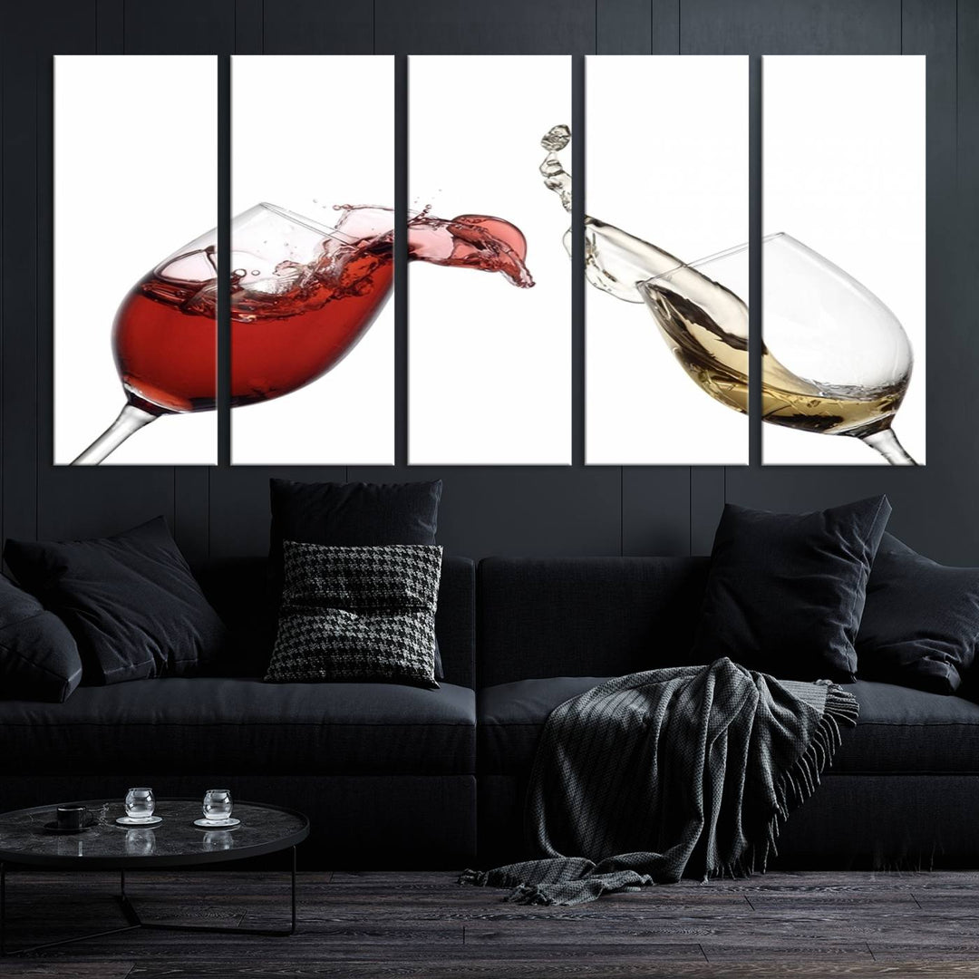 Red and White Wine in Glass Canvas Print