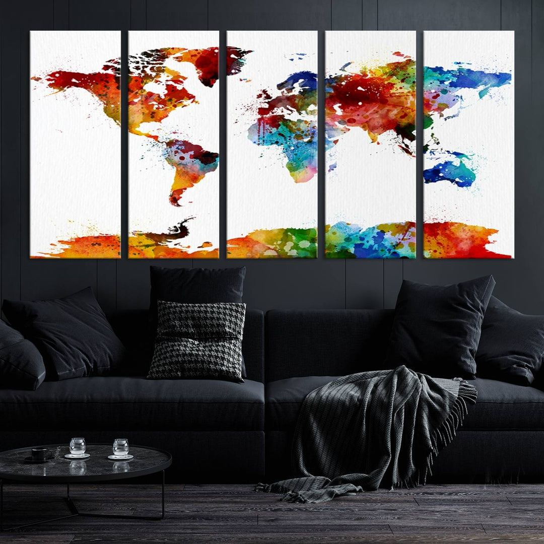 Watercolor World Map Canvas Print