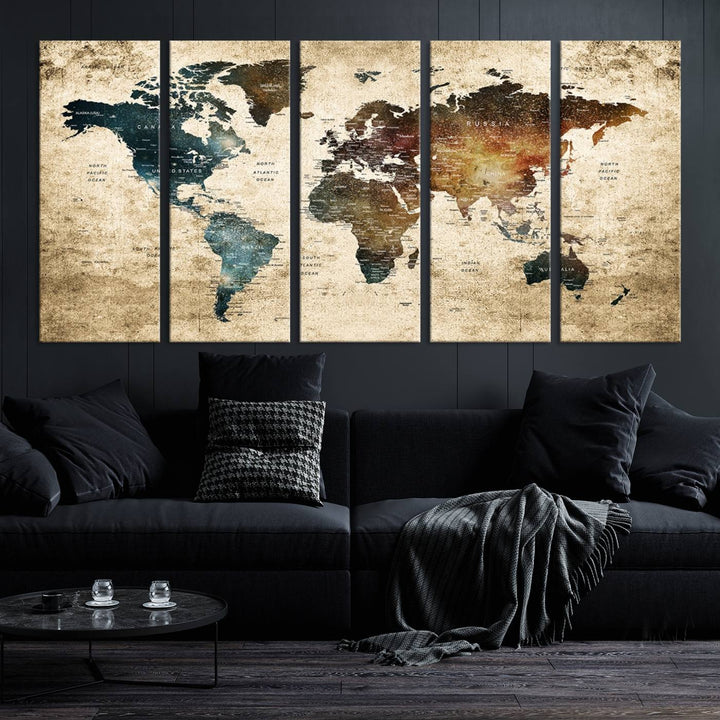 Carte du monde Impression sur toile