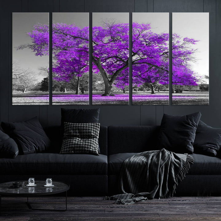 Art mural grand arbre violet Impression sur toile