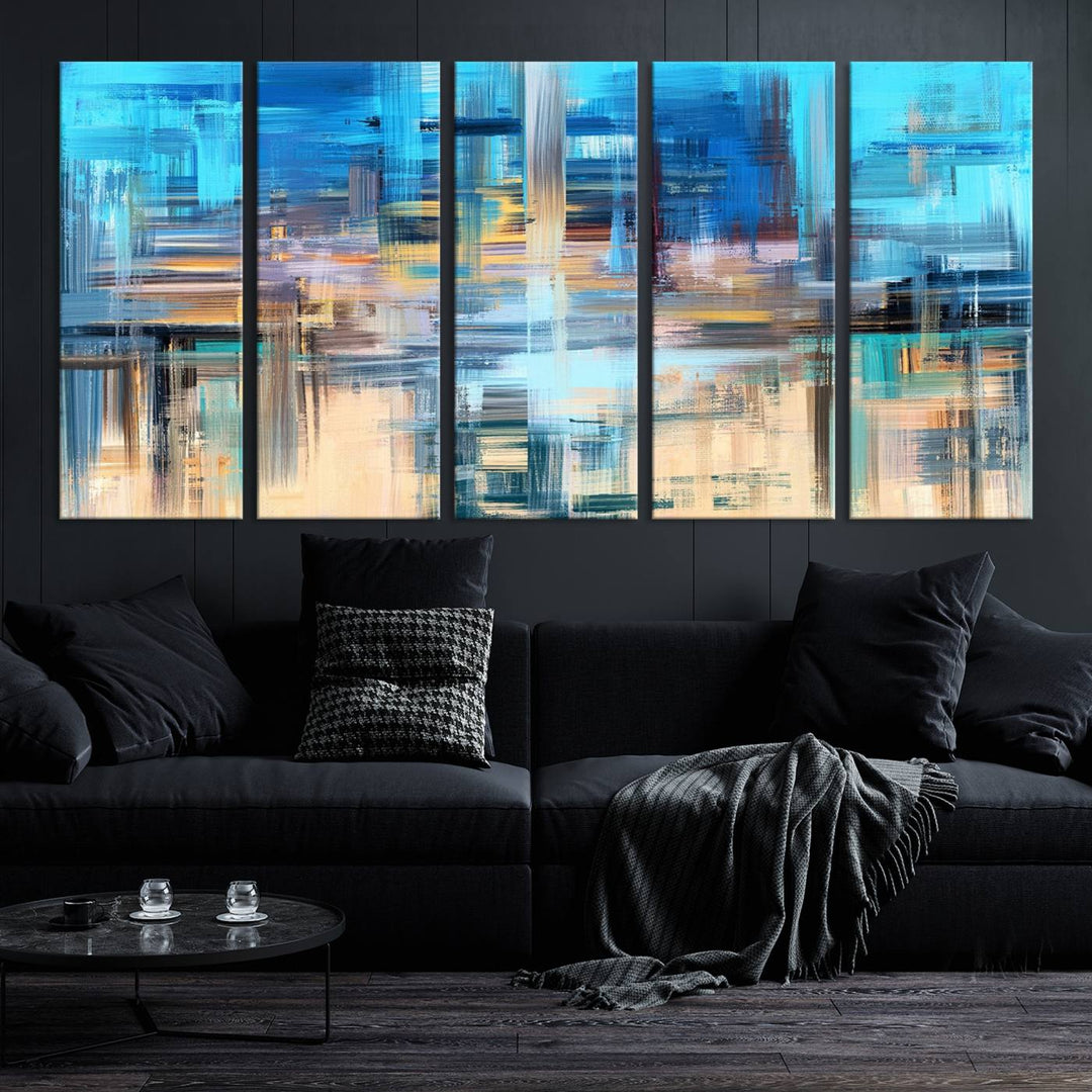 Contemporary Work of Art Blue Abstract Canvas Painting Wall Art Canvas Print