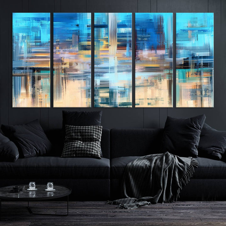 Contemporary Work of Art Blue Abstract Canvas Painting Wall Art Canvas Print