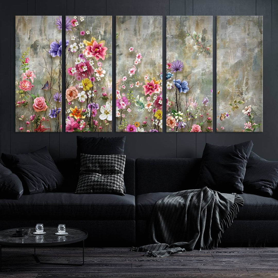 Peinture de fleurs confortables sur toile, impression florale sur toile