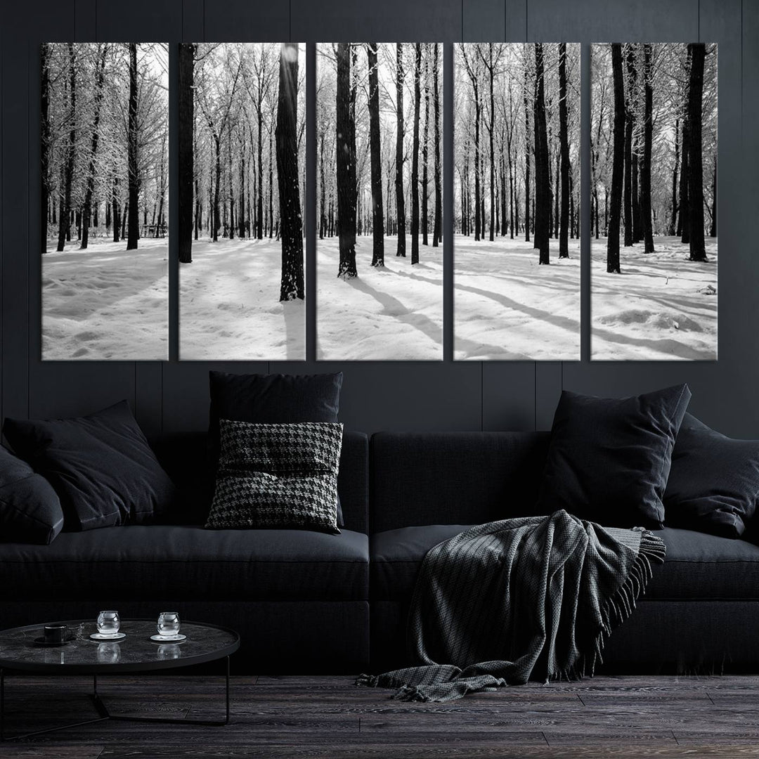 Wall Art Winter Forest Poplar Trees Canvas Print