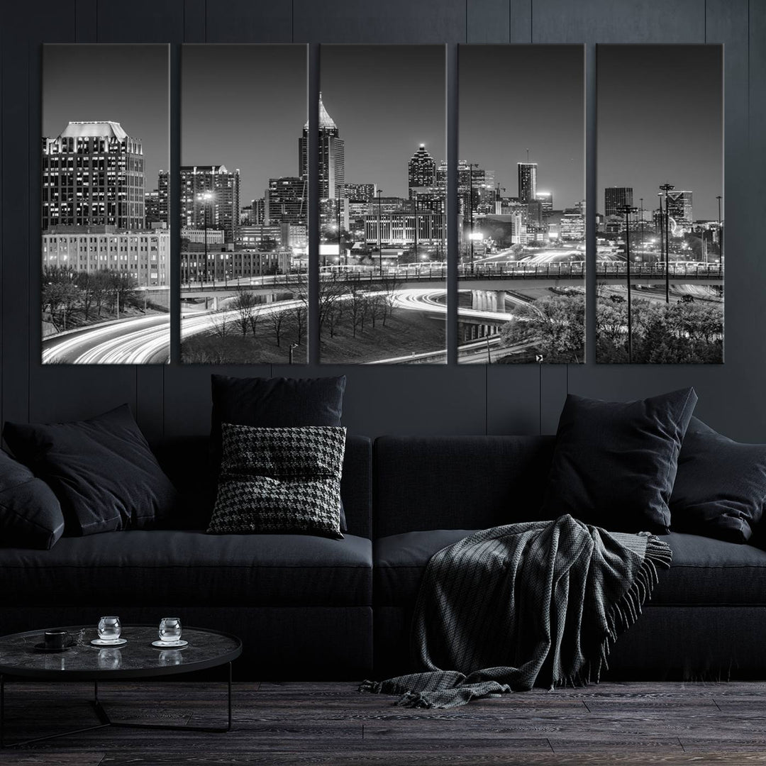 Atlanta Black and White Wall Art Cityscape Canvas Print