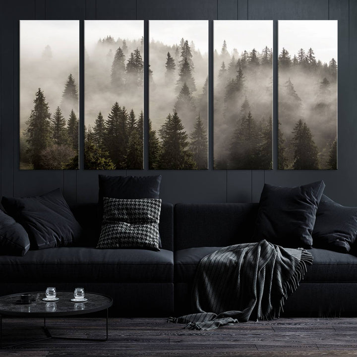 Foggy Forest Wall Art Canvas Print