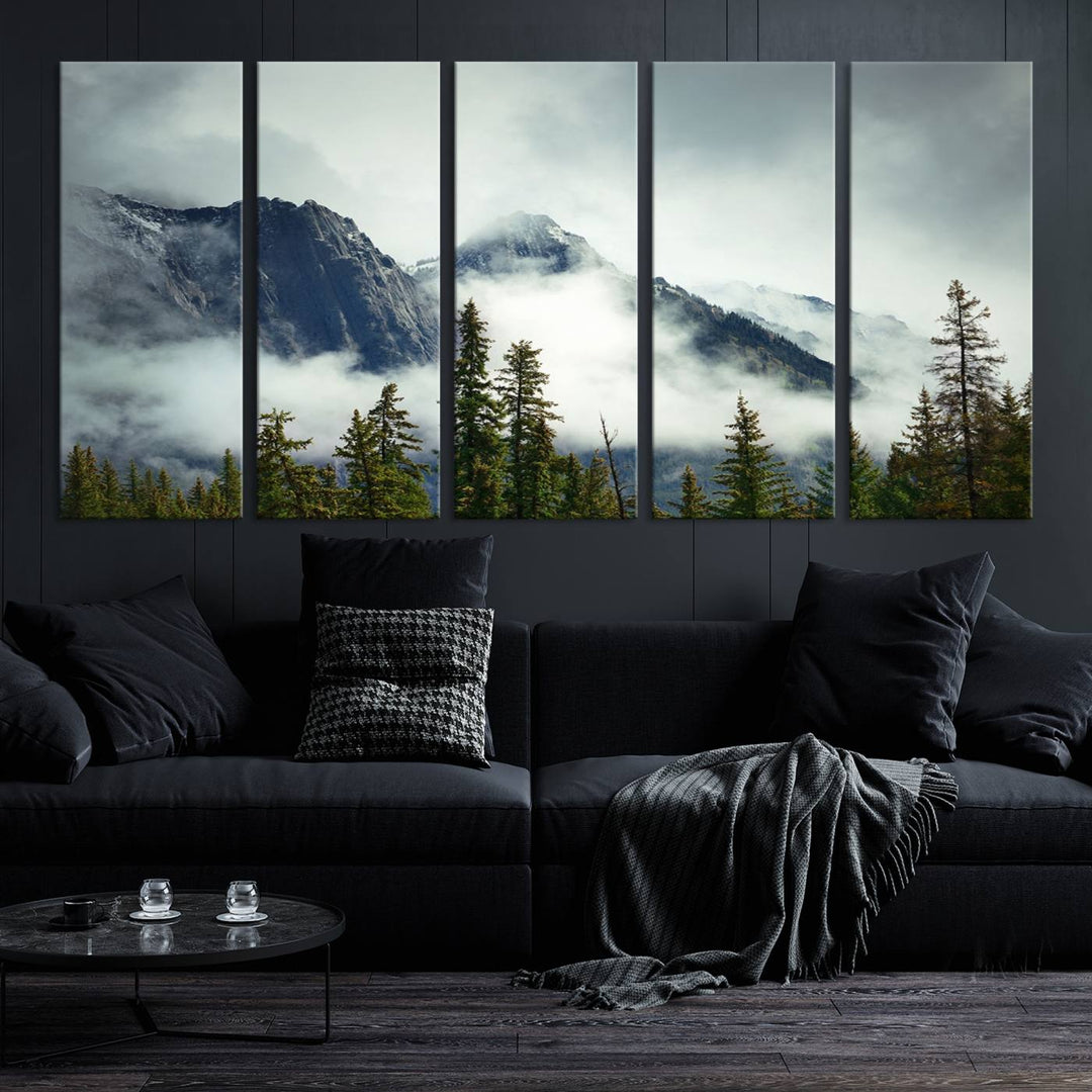 Misty Mountain Forest Wall Art Canvas Print