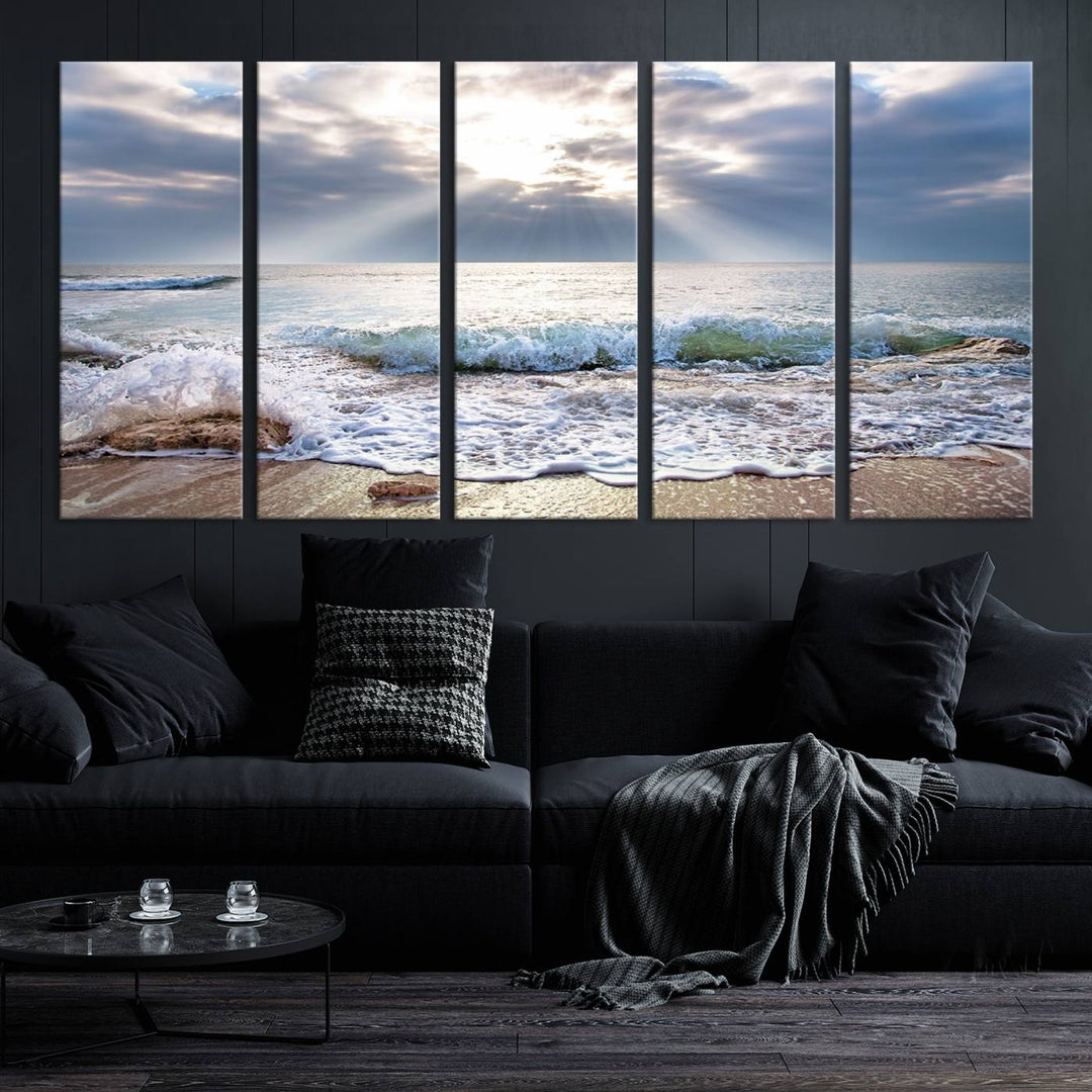 Sunset At The Beach Wall Art Canvas Print 