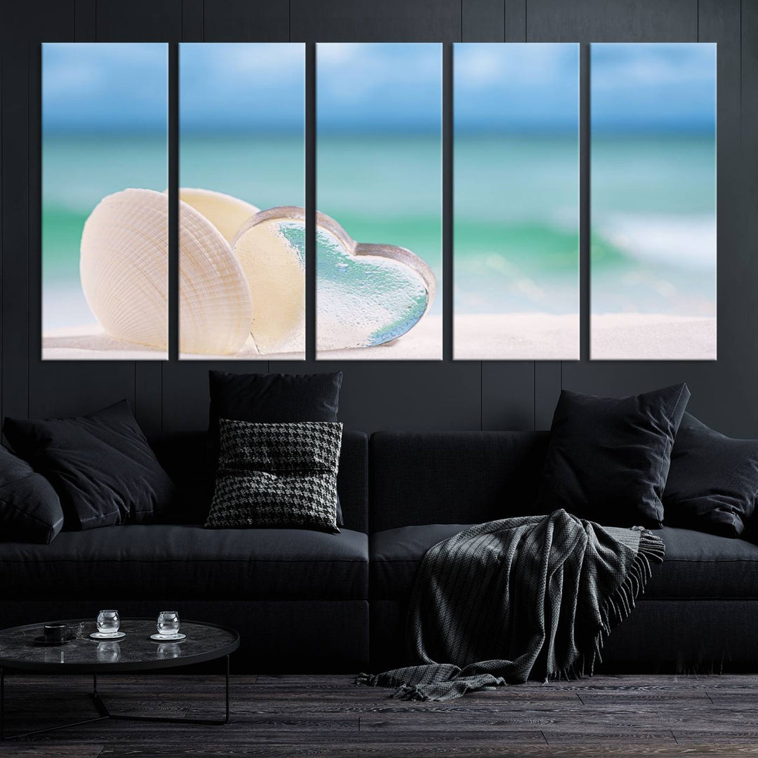 Impression sur toile d'art mural de coquillage d'amour de plage