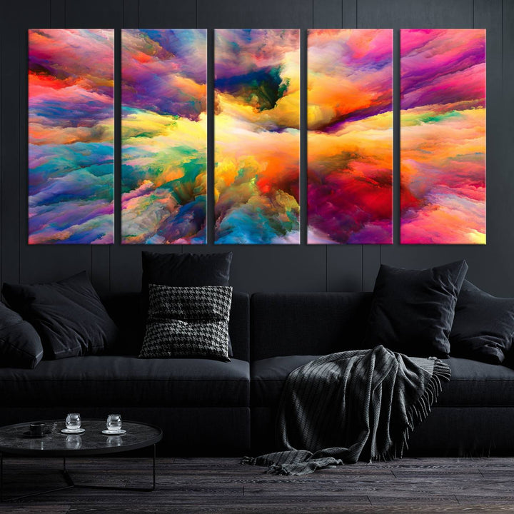 Arte de pared en forma de nube de colores vibrantes y ardientes Lienzo