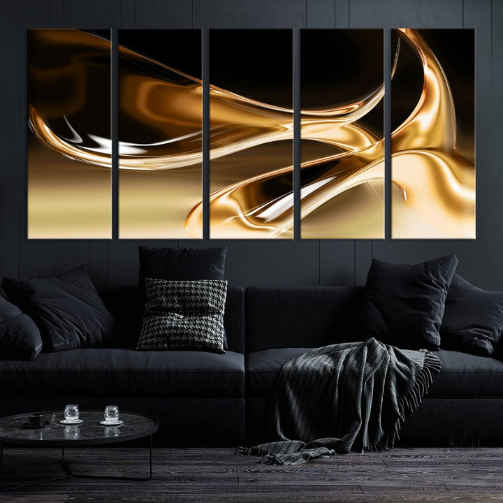 Liquid Glittered Luxury Gold Canvas Wall Art Print