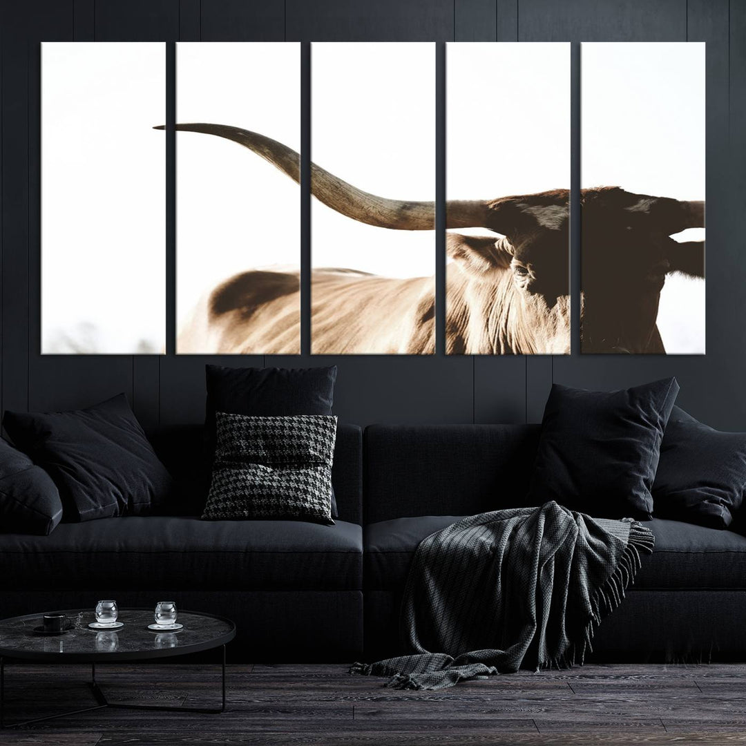 Lienzo decorativo para pared con cuerno grande de vaca de Texas