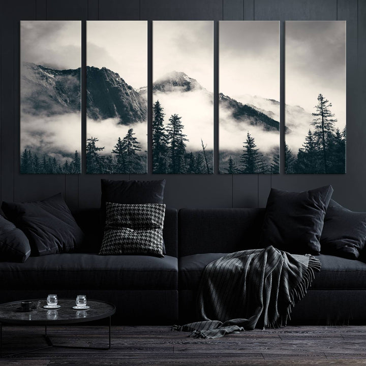 Forêt d'hiver Misty Fogy Wall Art Impression sur toile