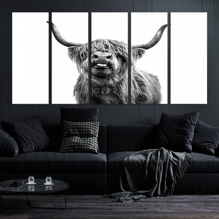 Fanny Scottish Highland Cow Cattle Art Print Farmhouse Wall Art Canvas Print