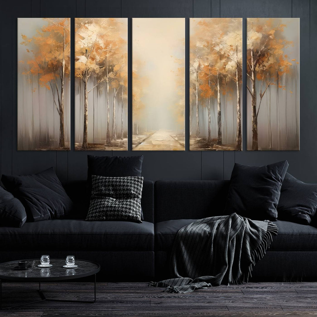 Autumn Forest Path Wall Art | Large Canvas Print for Living Room, Bedroom, or Office Decor | Forest Wall Art, 3 Panel Wall Art