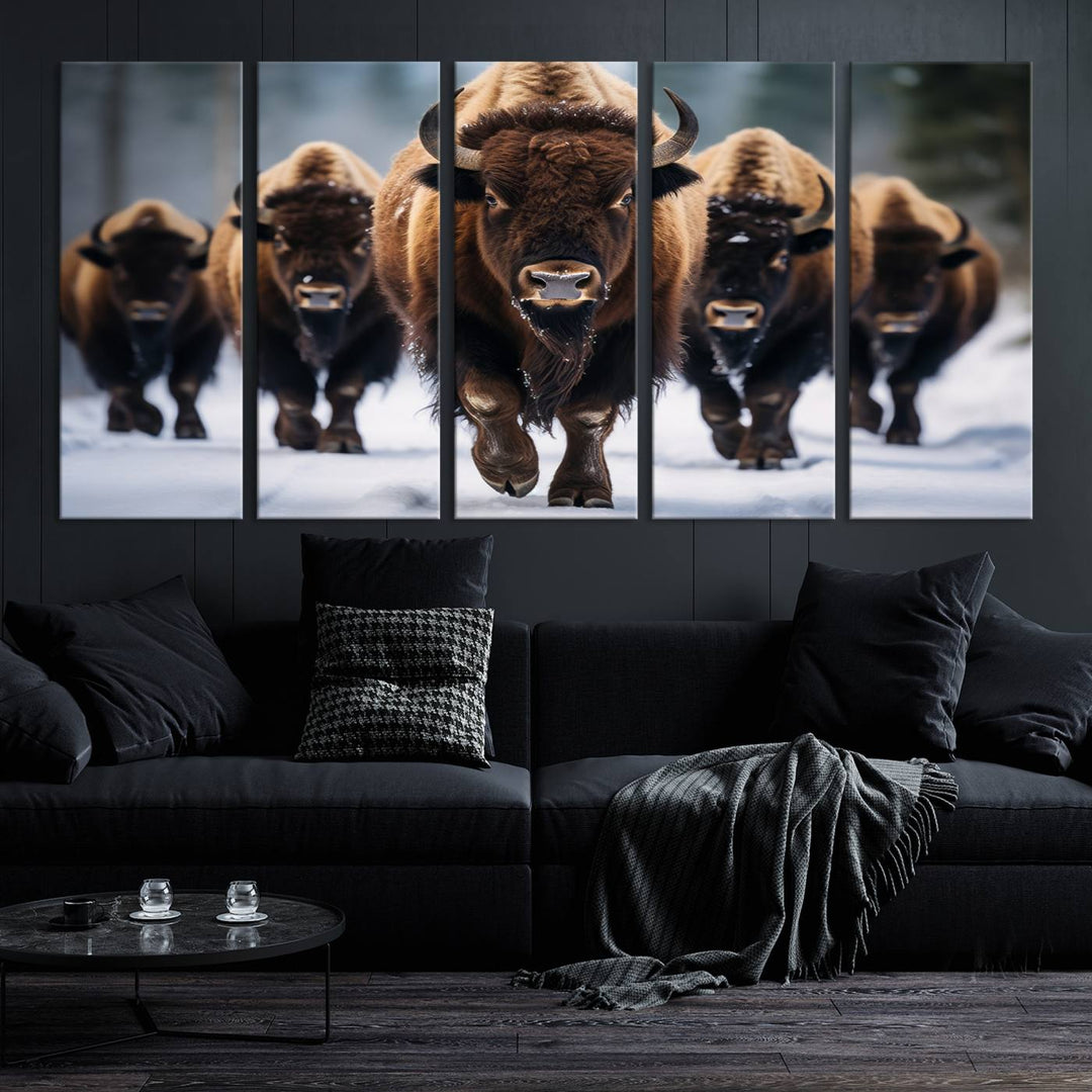 Buffalo Wall Art Canvas Print, American Bison Herd Wall Art Canvas Print