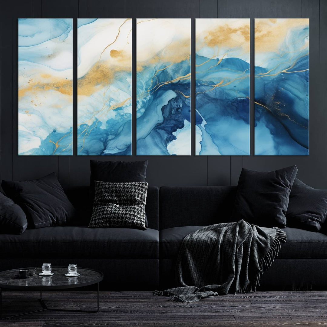 Impression sur toile d'art mural bleu marine, impression d'œuvres d'art abstraites