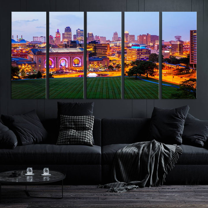 Impression sur toile de nuit de Kansas City, art mural et