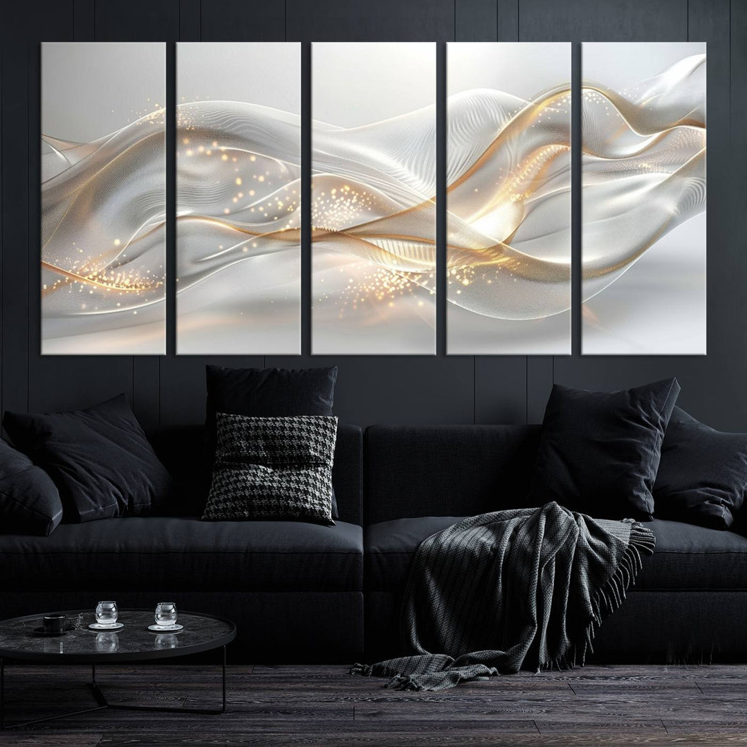 Abstract art Grey and Gold Lines Wall Art