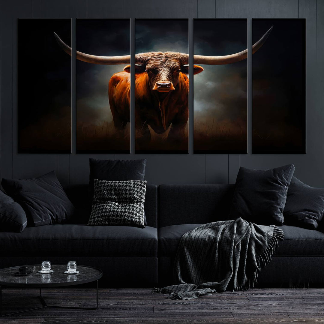 Longhorn Bull Wall Art Canvas Set – Bold Western Elegance for Rustic Home Décor