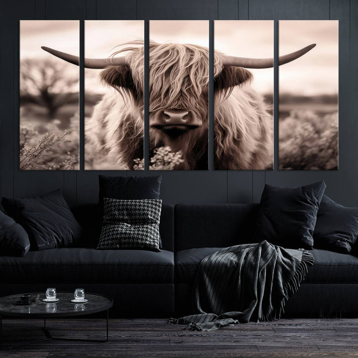 Scottish Cow Longhorn Wall Art Canvas Print.