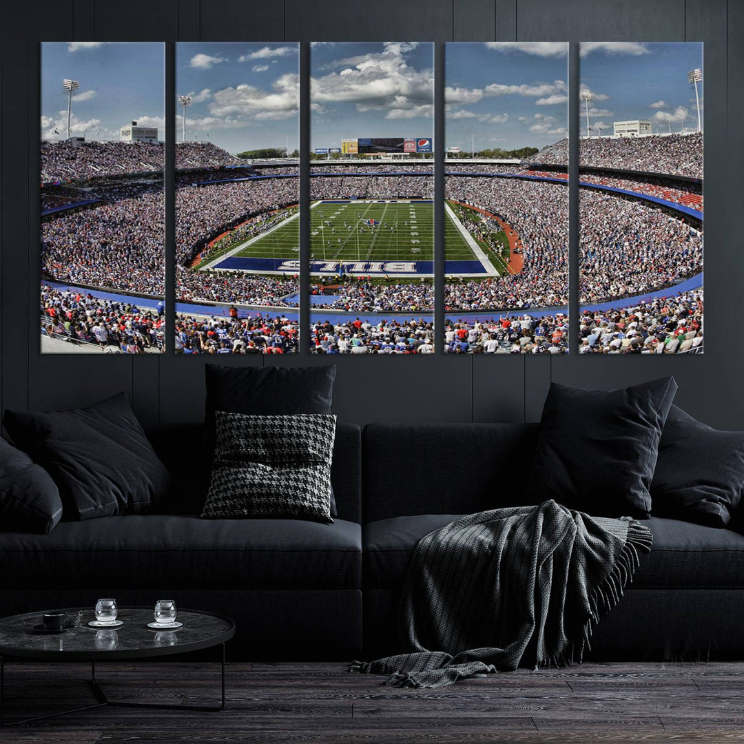 Buffalo Bills Football Team Print - Highmark Stadium Wall Art Canvas Print - Bills Stadium Game Day Triple Canvas Wall Art - Buffalo Bills NFL Match