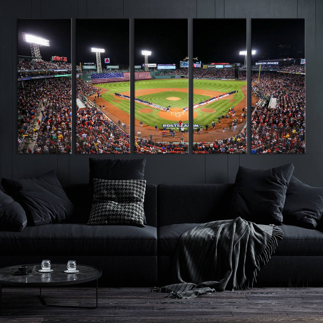 Fenway Park Postseason Triple Canvas Wall Art - Boston Red Sox Historic Game