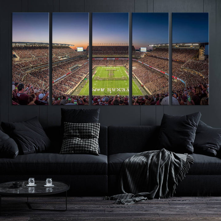 Texas A&M University Aggies Football Team Print - College Station Kyle Field Stadium Wall Art Canvas Print