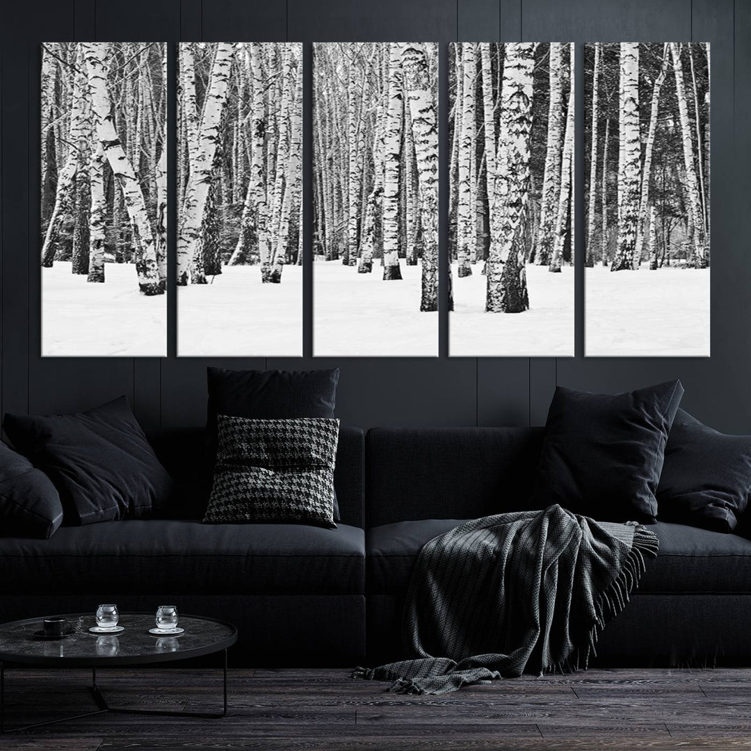 Wall Art Landscape Canvas Print Forest in Winter with Snowy Ground and Trees