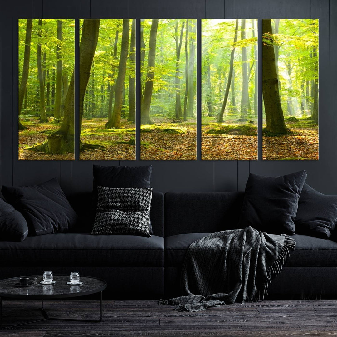 Wall Art Landscape Canvas Print Sunshine in Green Forest