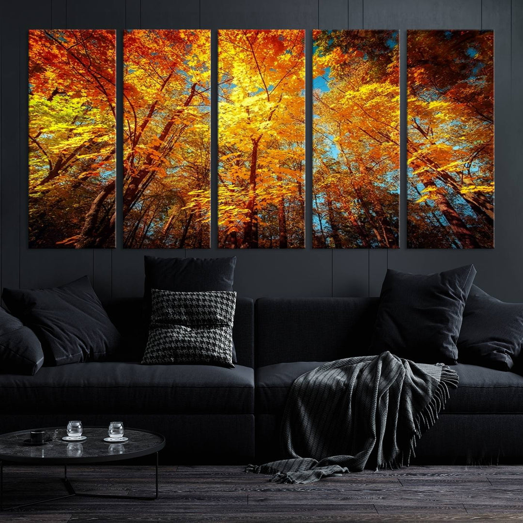 Forest View at Fall Wall Art Autumn Colors Landscape Canvas Print