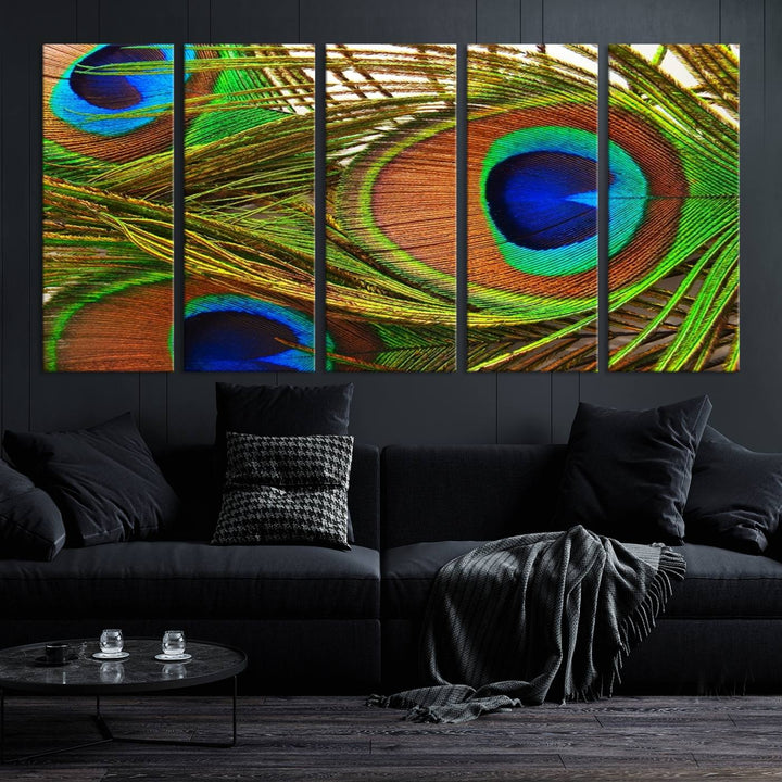 Wall Art Animal Canvas Print Triple Eyed Peacock Wing