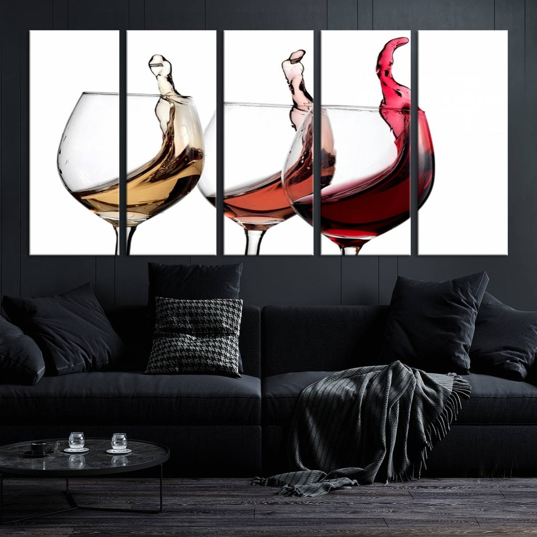 49896 - Lienzo decorativo para pared grande con vino abstracto en copas