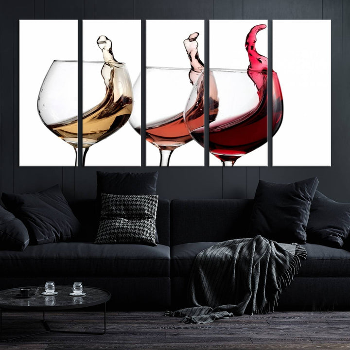 Wall Art Abstract Wine Glasses Canvas Print