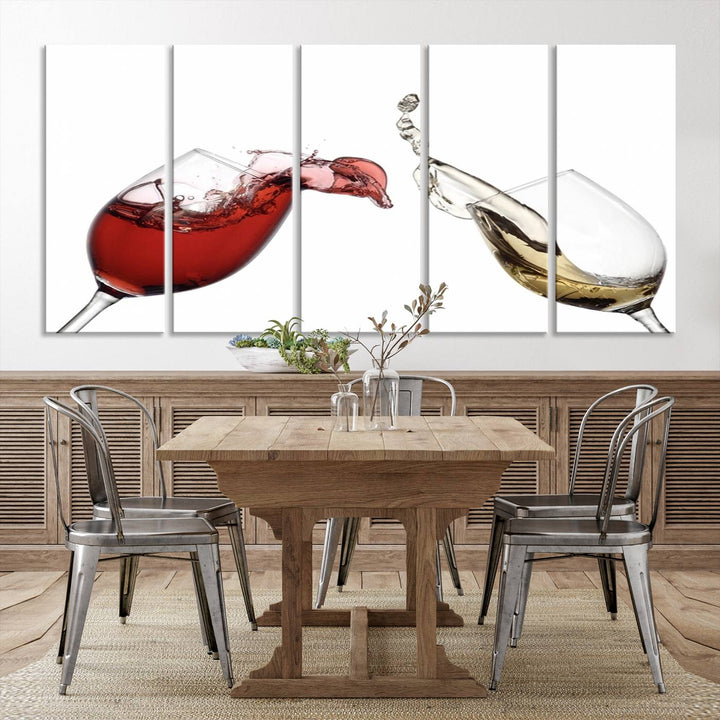 Red and White Wine in Glass Canvas Print