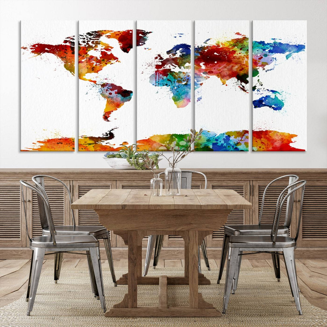 Watercolor World Map Canvas Print