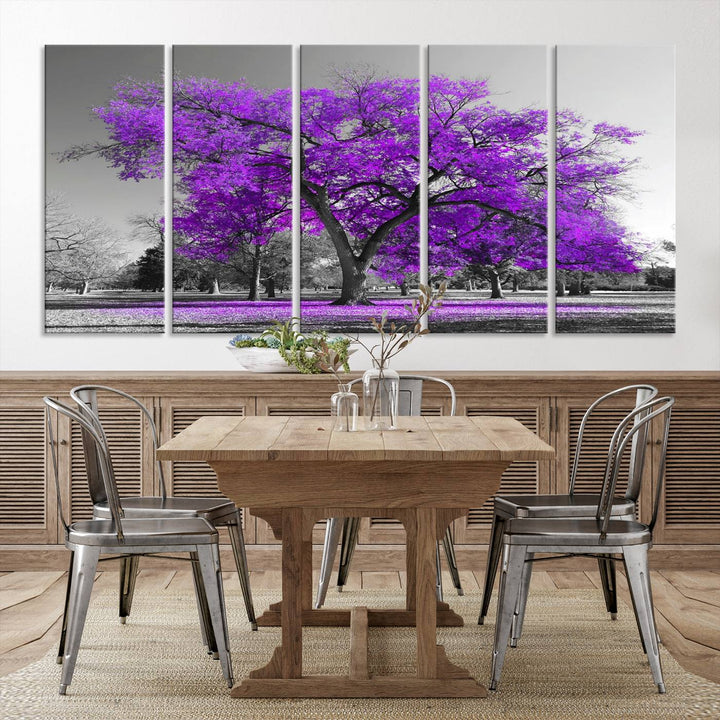 Art mural grand arbre violet Impression sur toile