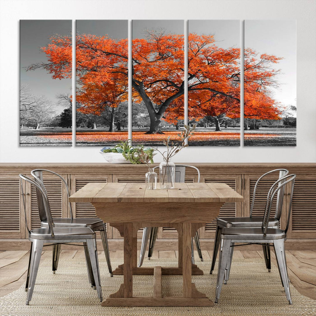 Impression d’art mural sur toile d’arbre d’automne orange