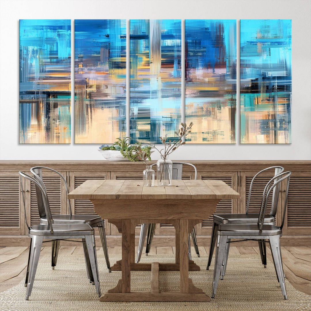 Contemporary Work of Art Blue Abstract Canvas Painting Wall Art Canvas Print